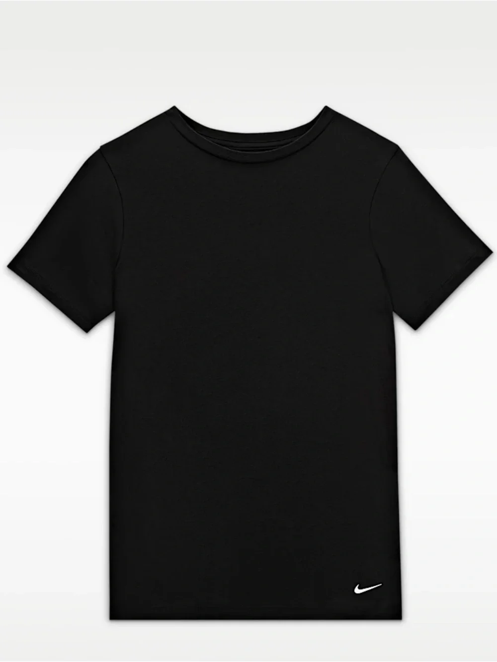 Nike Black Crewneck Kids' Short-Sleeve Tee with White Swoosh